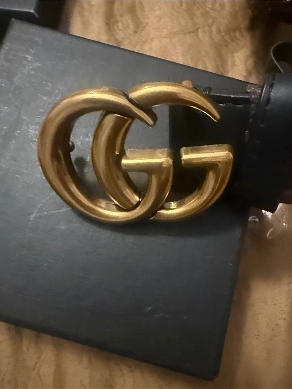 Men's Brown Leather Belt with Gold Buckle